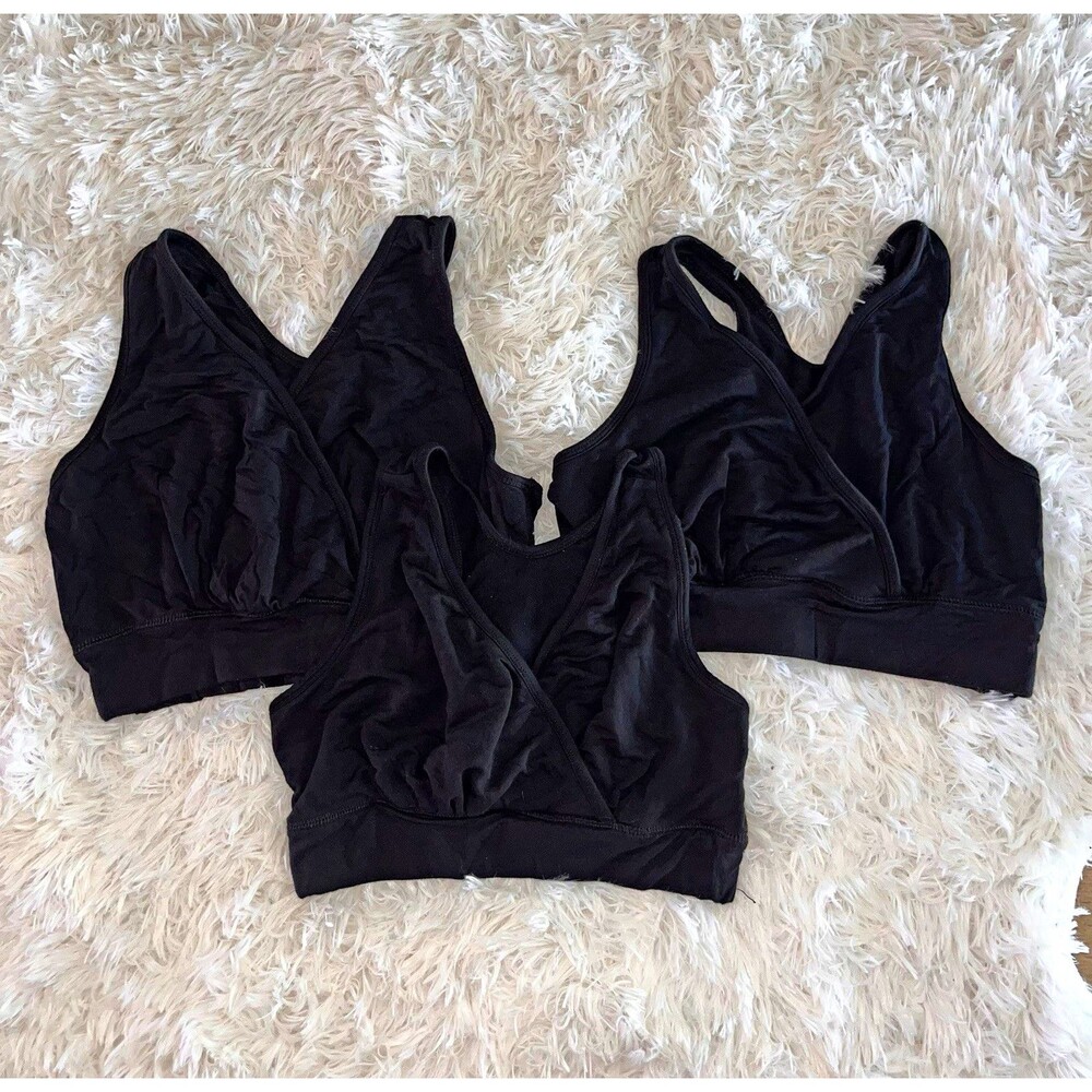 Kindred Bravely Black Wireless Nursing Bralette Pullover Wide Strap M-B Lot of 3